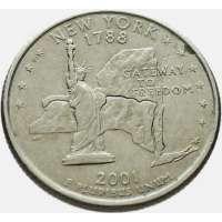 USA 1/4 DOLLAR 2001 NEW YORK 1788 P Mint PHILADELPHIA WASHINGTON