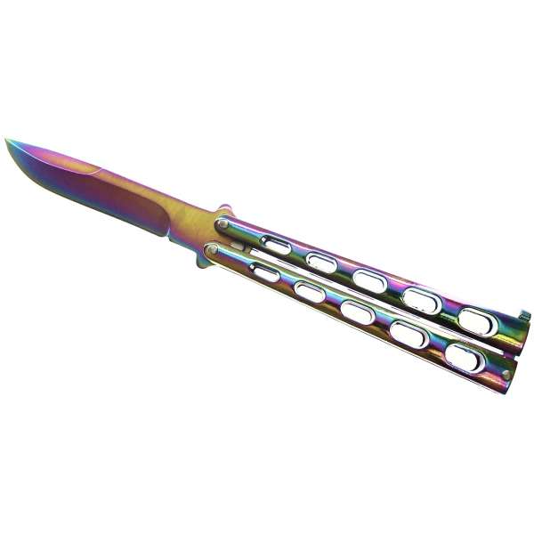 NŮŽ MOTÝLEK KANDAR 23cm, ČEPEL 10,5cm MASIV NEON VIOLET