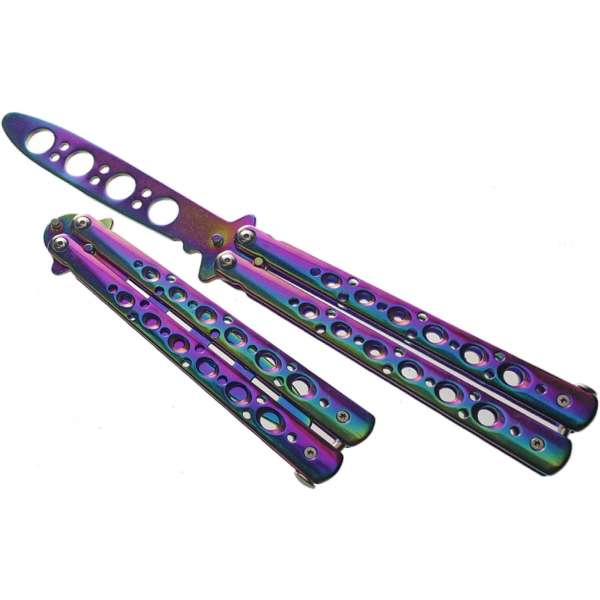 NŮŽ MOTÝLEK KANDAR ŠKOLNÍ 22cm, ČEPEL 9,5cm  4 KRUH ČEPEL MASIV NEON VIOLET