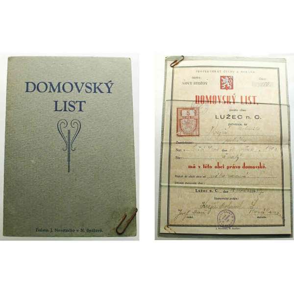 DOMOVSKÝ LIST 1939 LUŽEC N CIDLINOU